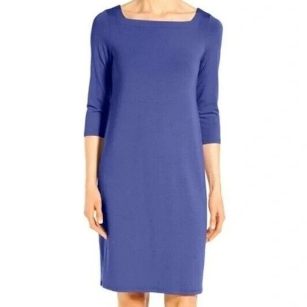 Eileen Fisher Petite | Women's Purple Square Neck Dress/Tunic Top (Size Large)
